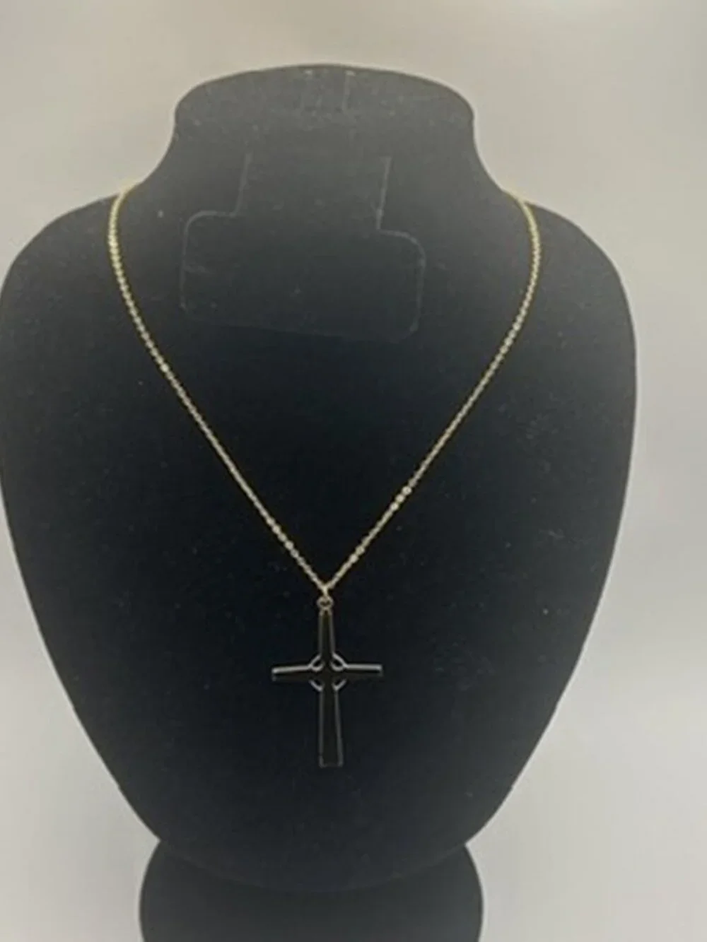 Mens Vintage Cross Pendant Real Gold Chain Plated Stainless Steel Waterproof